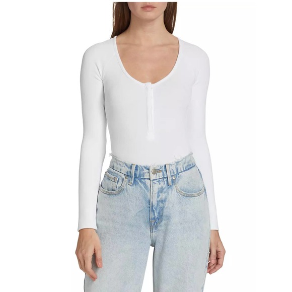 Good American white ribbed Henley bodysuit new with tags size 7 - Picture 2 of 8